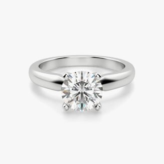 Round White Sapphire Engagement Ring