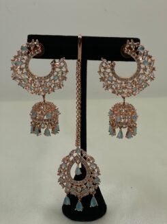 Golden & White Jhumki Tikka Set